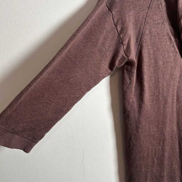 Poetry 100% Linen Knit Brown Top Blouse Shirt Half Sleeve V Neck US 6 Small - Picture 2 of 7